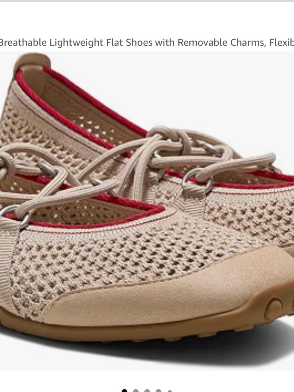 VIVAIA Beige Knit Lace-Up Flats - Comfortable For Everyday or Travel - Picture 3 of 12